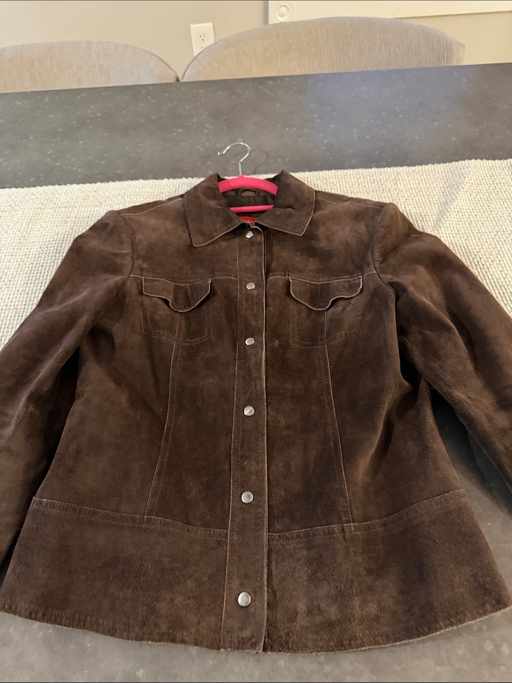 Valerie Stevens Chocolate Brown Suede Snap-Front Jacket